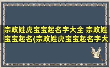 宗政姓虎宝宝起名字大全 宗政姓宝宝起名(宗政姓虎宝宝起名字大全：给心中的小虎准备个好名字)